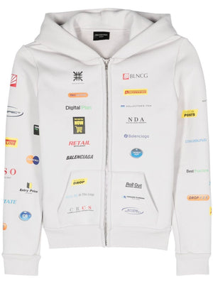 BALENCIAGA Small Off-White Zip-Up Hoodie