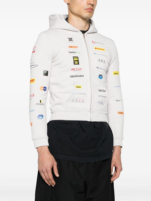 BALENCIAGA Small Off-White Zip-Up Hoodie