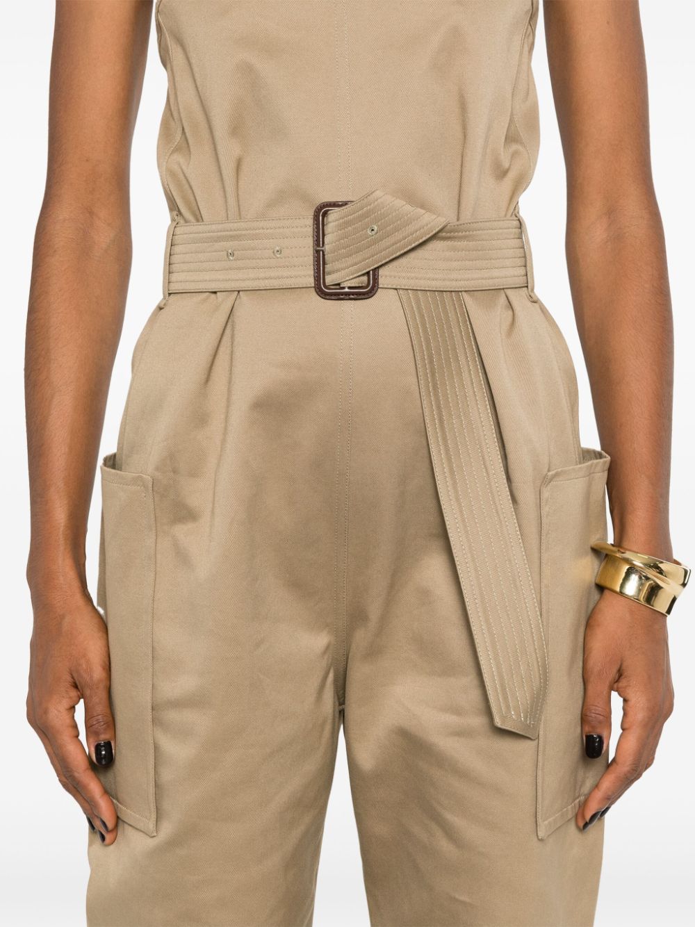 SAINT LAURENT Chic Beige Strapless Cotton Jumpsuit