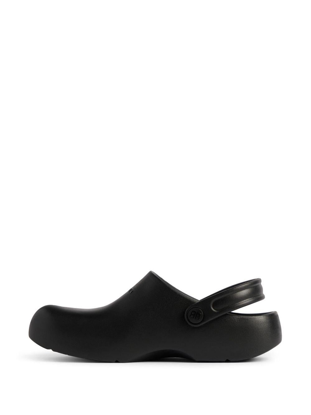 BALENCIAGA Men's Black Slip-On Sandal with Five-Toe Design and Logo Strap