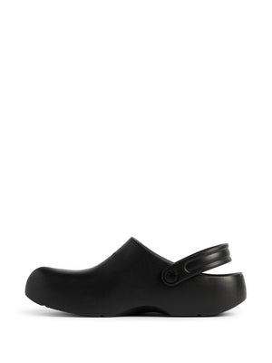 BALENCIAGA Men's Black Slip-On Sandal with Five-Toe Design and Logo Strap