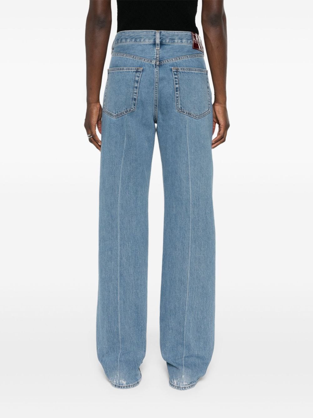 GUCCI Indigo Blue Straight-Leg Denim Jeans with Frayed Hem