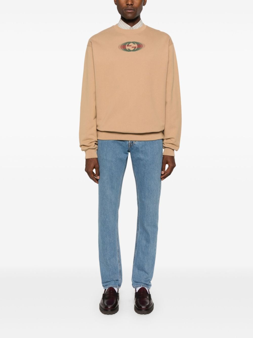 GUCCI Clear Blue Cotton Denim Jeans with Iconic Web Detail