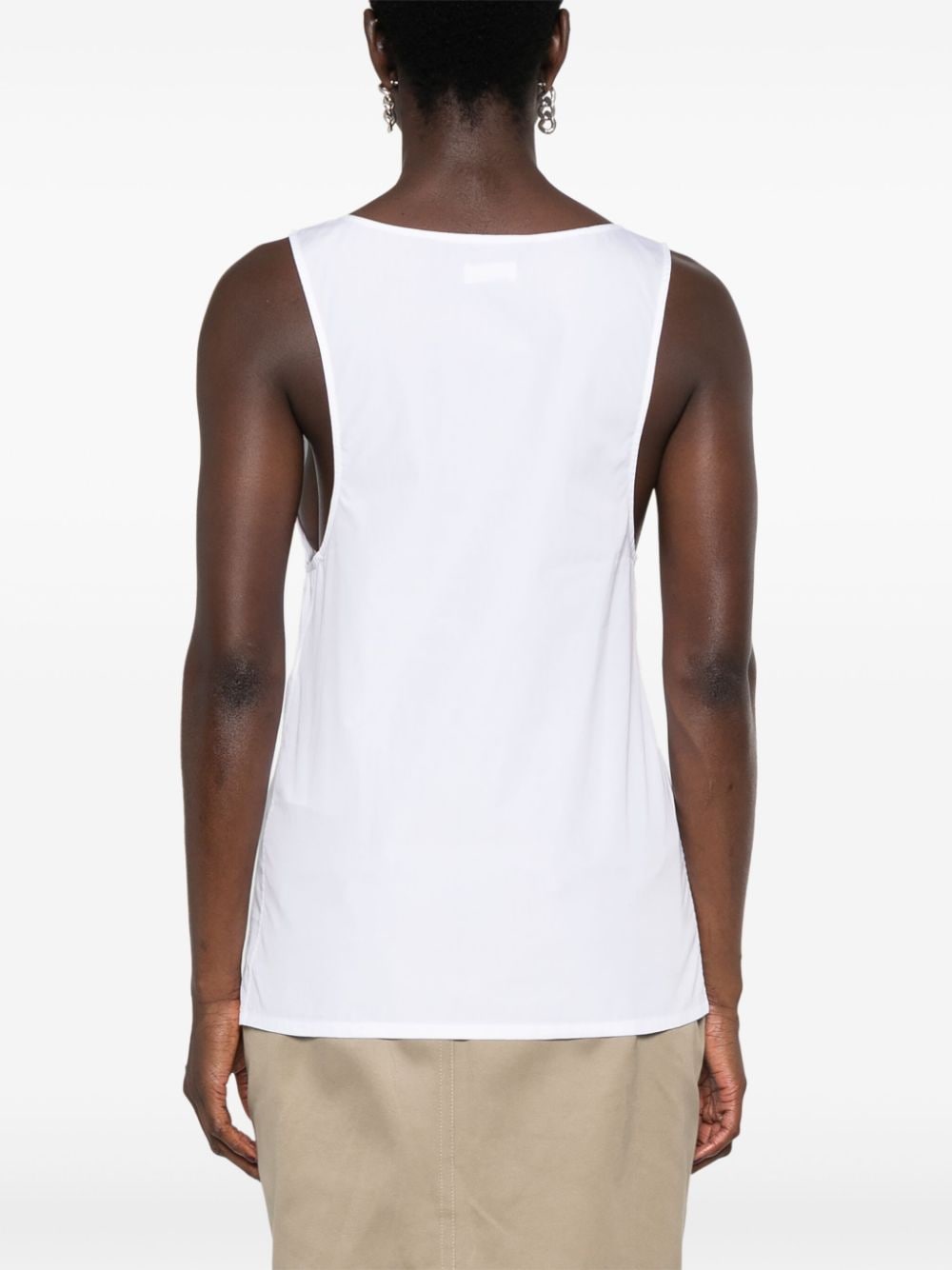 SAINT LAURENT Elegant U-Neck Sleeveless Cotton Poplin Top