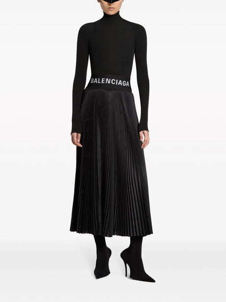 BALENCIAGA Pleated Cotton Skirt in Black for Women - SS24 Collection