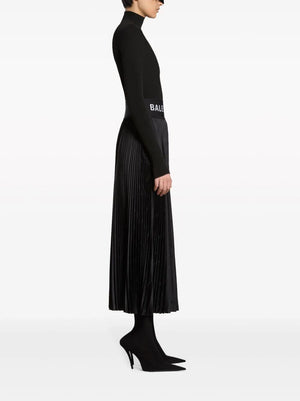 BALENCIAGA Pleated Cotton Skirt in Black for Women - SS24 Collection