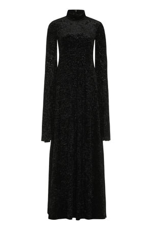 BALENCIAGA Black Velvet Maxi Dress with Wide Sleeves for Women