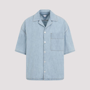 BOTTEGA VENETA Men's Classic Chambray Button-Up Shirt