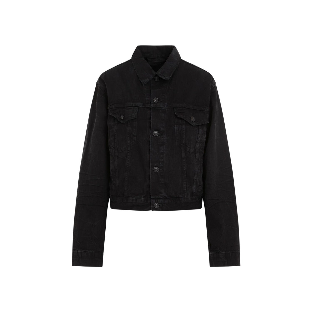 BALENCIAGA Women's Black Denim Jacket with Bold Logo