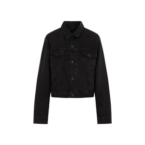 BALENCIAGA Women's Black Denim Jacket with Bold Logo