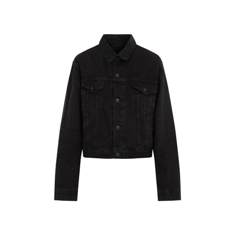 BALENCIAGA Women's Black Denim Jacket with Bold Logo