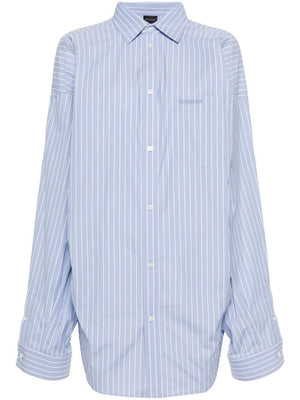 BALENCIAGA Asymmetrical Blue and White Striped Shirt