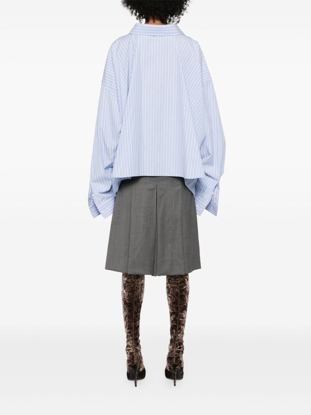 BALENCIAGA Asymmetrical Blue and White Striped Shirt