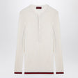 GUCCI Silk Crewneck Long Sleeve T-Shirt with Web Ribbon Cuffs and Hem