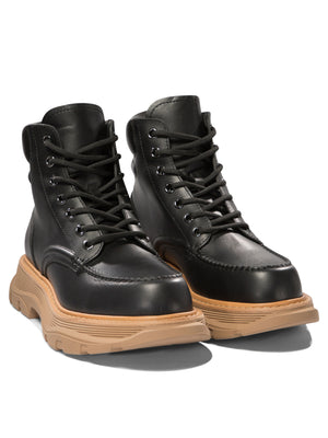 ALEXANDER MCQUEEN Chant Lace-Up Ankle Boots with Chunky Sole