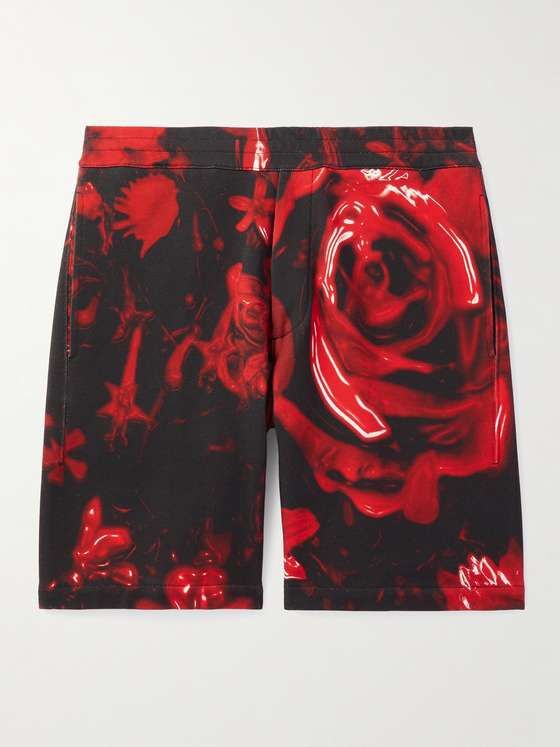 ALEXANDER MCQUEEN Floral Print Jogger Shorts for Men