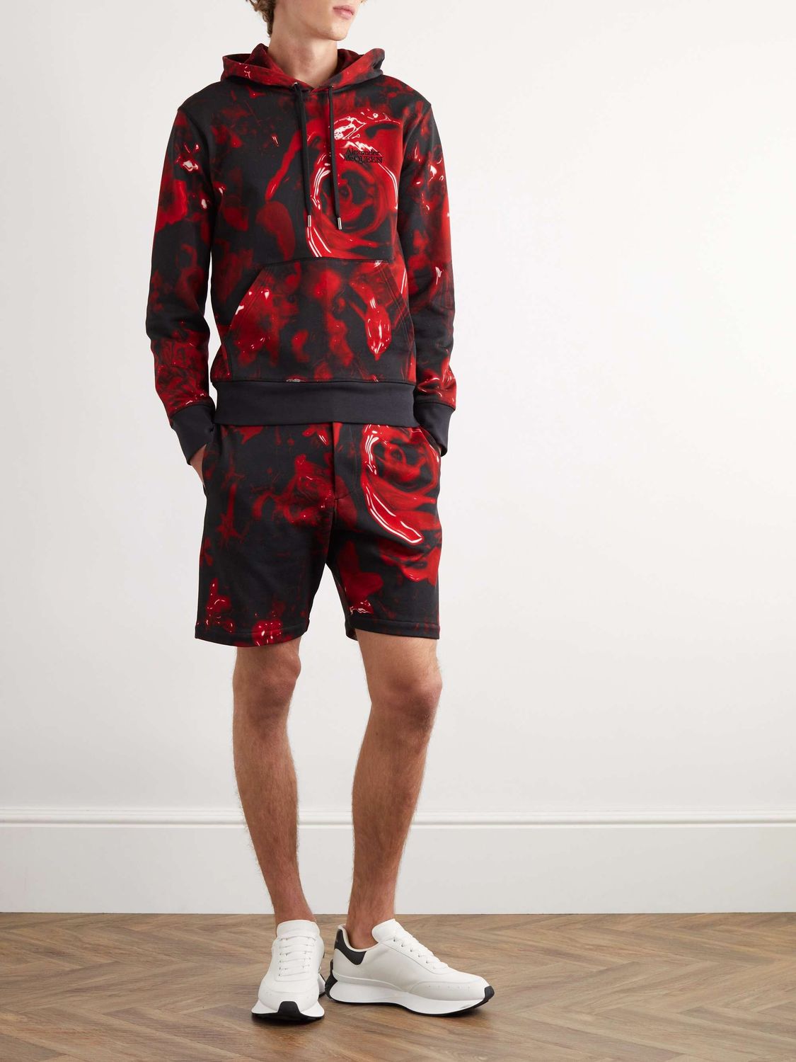 ALEXANDER MCQUEEN Floral Print Jogger Shorts for Men