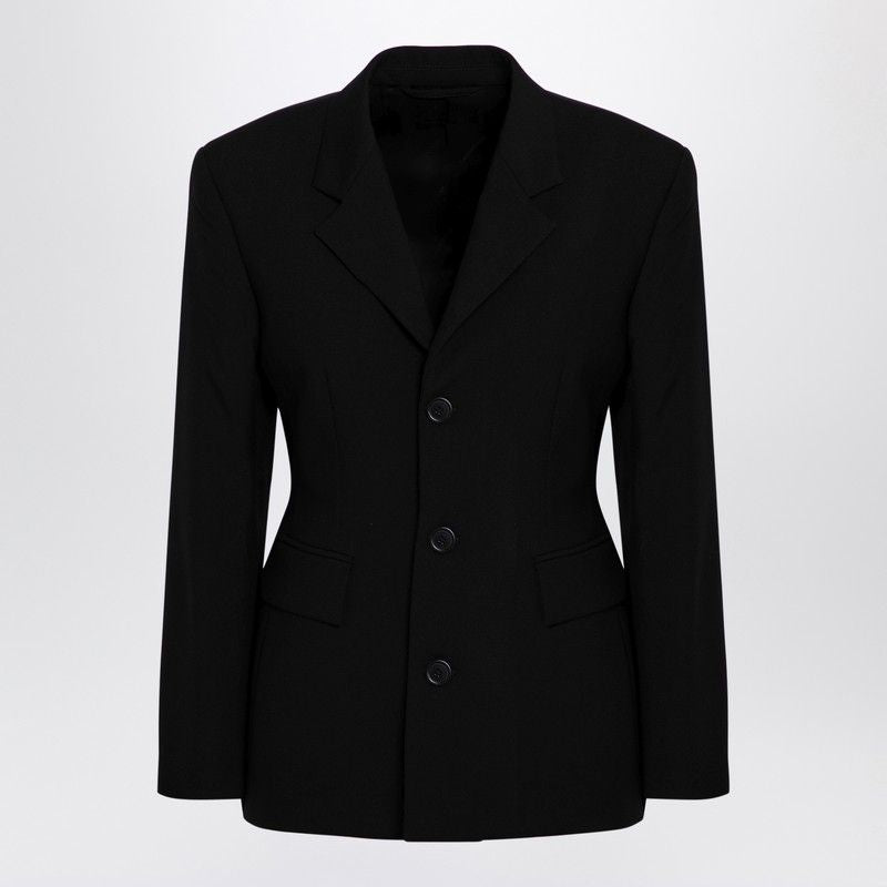 BALENCIAGA Elegant Black Wool Single-Breasted Jacket