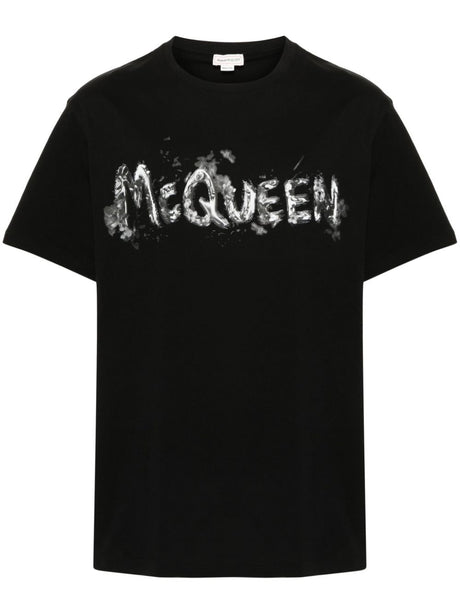 ALEXANDER MCQUEEN Urban Logo Print Crew Neck Tee - Men's Top