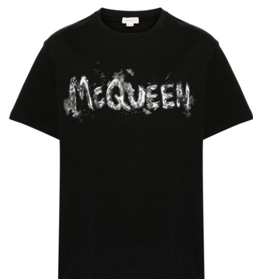 ALEXANDER MCQUEEN Urban Logo Print Crew Neck Tee - Men's Top