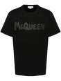 ALEXANDER MCQUEEN Essential Black Cotton Tee with Glitter Accent