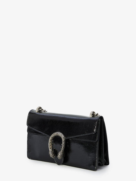 GUCCI Elegant Mini Dionysus Shoulder Handbag in Black Leather, 27.5x16x7cm