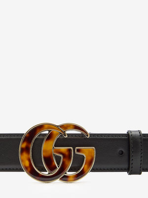 GUCCI Luxury Tortoise Shell Buckle Leather Belt 3cm