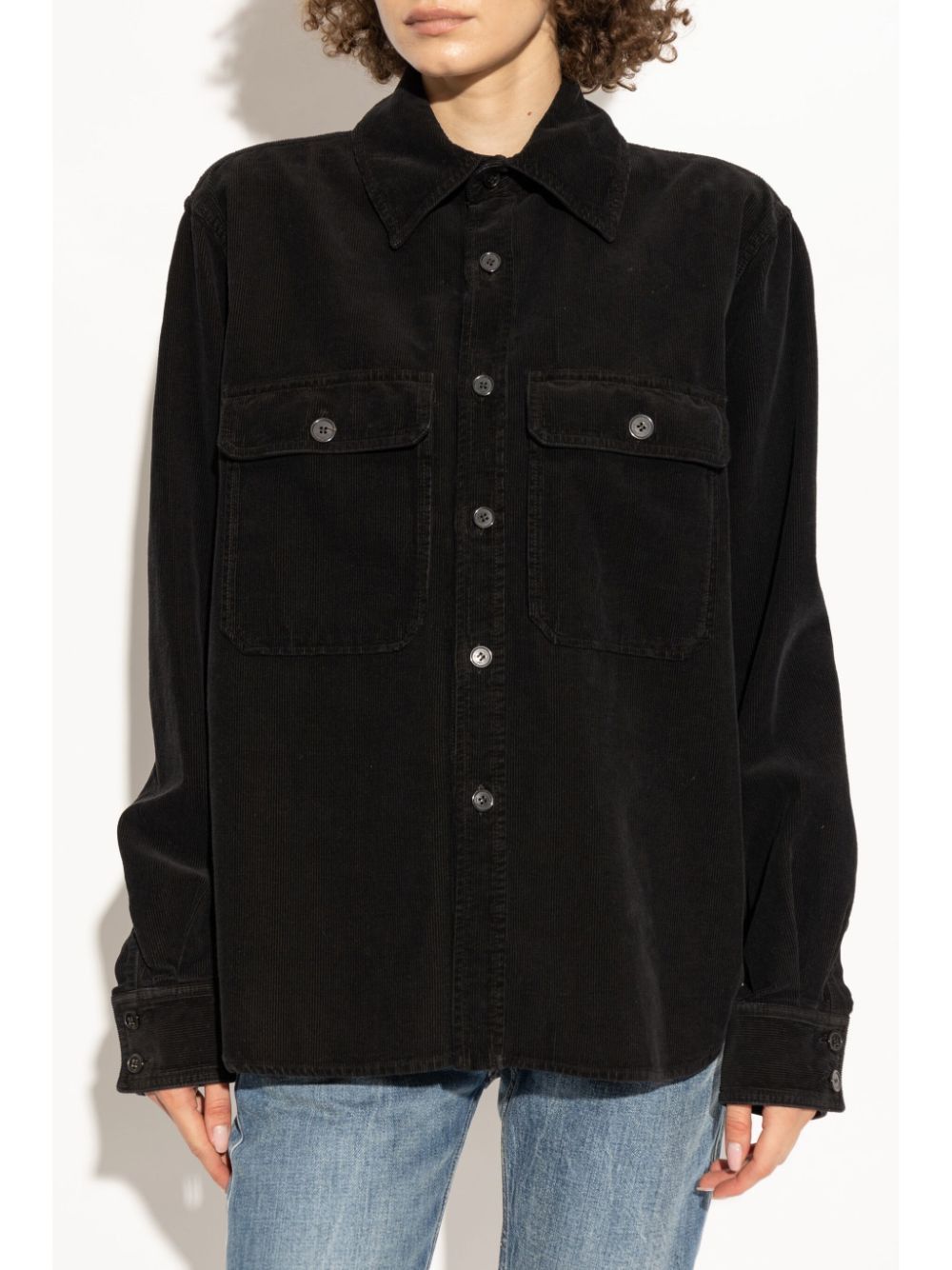 SAINT LAURENT Men's Fall Overshirt - Distressed Look