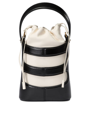 ALEXANDER MCQUEEN Mini Rise Black Leather Bucket Bag for Women FW24