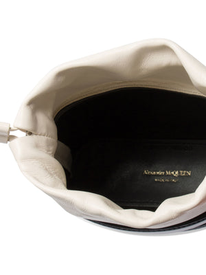 ALEXANDER MCQUEEN Mini Rise Black Leather Bucket Bag for Women FW24