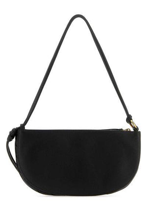 BOTTEGA VENETA Elegant Black Leather Mini Shoulder Bag with Intrecciato Design, 10x5x0.6 inches