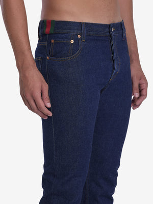 GUCCI Men's Stretch Cotton Jeans with Web Detail