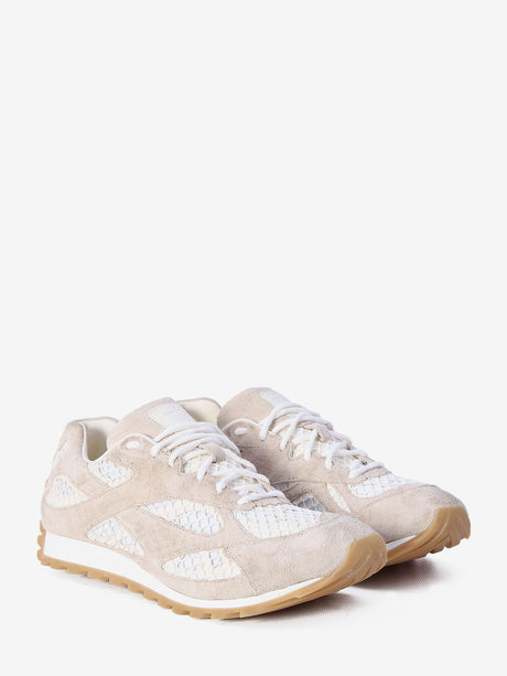 BOTTEGA VENETA Orbit Vintage Suede Sneakers in Beige and Cream