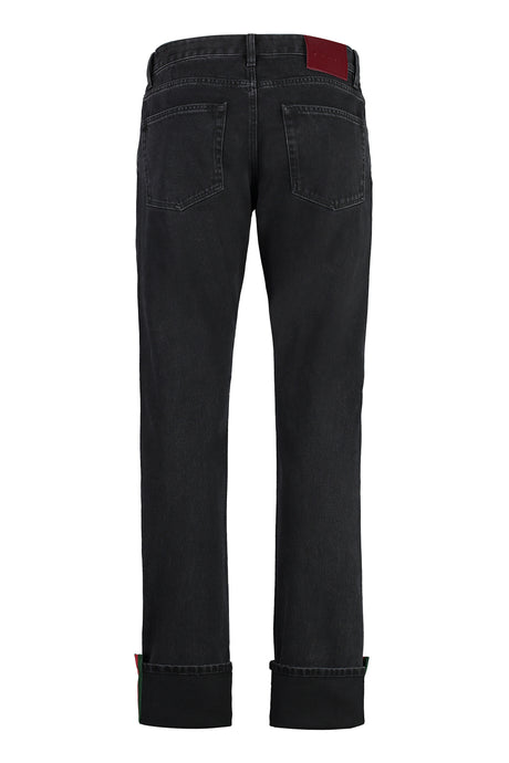 GUCCI Men's Grey Denim Jeans with Web Detail