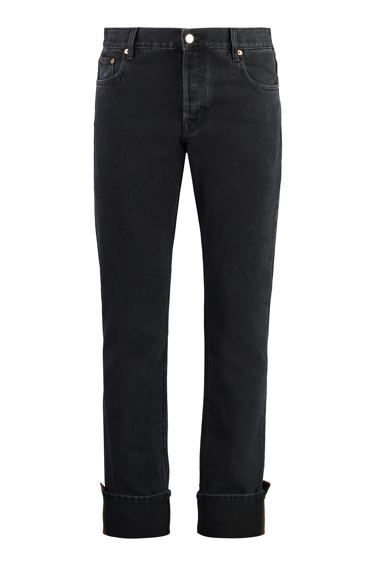 GUCCI Men's Grey Denim Jeans with Web Detail