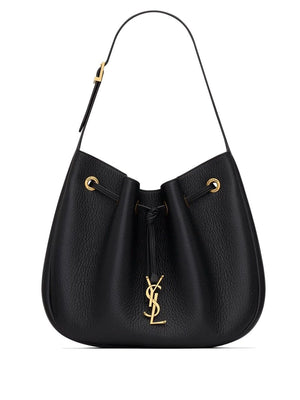 SAINT LAURENT Mini Grained Leather Hobo Handbag