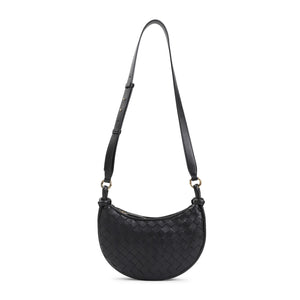 BOTTEGA VENETA Twin Compartment Mini Messenger Bag in Black Lambskin