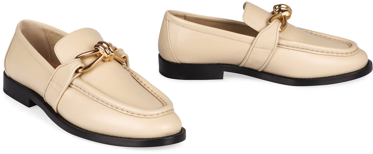 BOTTEGA VENETA Leather Loafers with Front Knot Detail