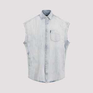 BALENCIAGA Distressed Sleeve Cotton Shirt