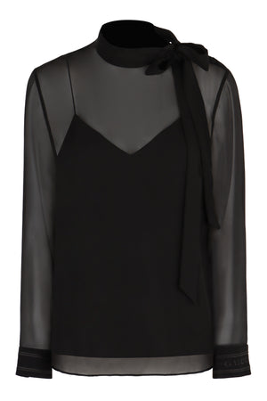 GUCCI Elegant Layered Silk Blouse with Buttoned Cuffs