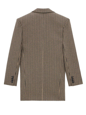 SAINT LAURENT Chic Checkered Wool Blend Jacket