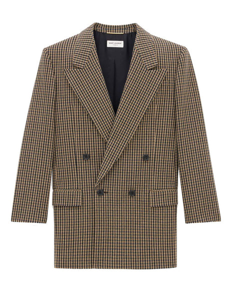 SAINT LAURENT Vichy Check Blazer with Four Buttons