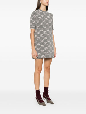 GUCCI Chic Light Grey Wool Mini Dress for Women