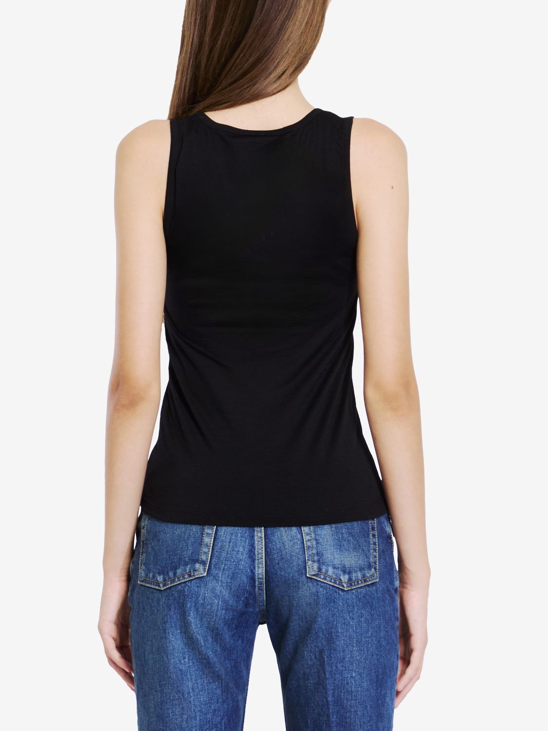 SAINT LAURENT Elegant Black Wool Sleeveless Top