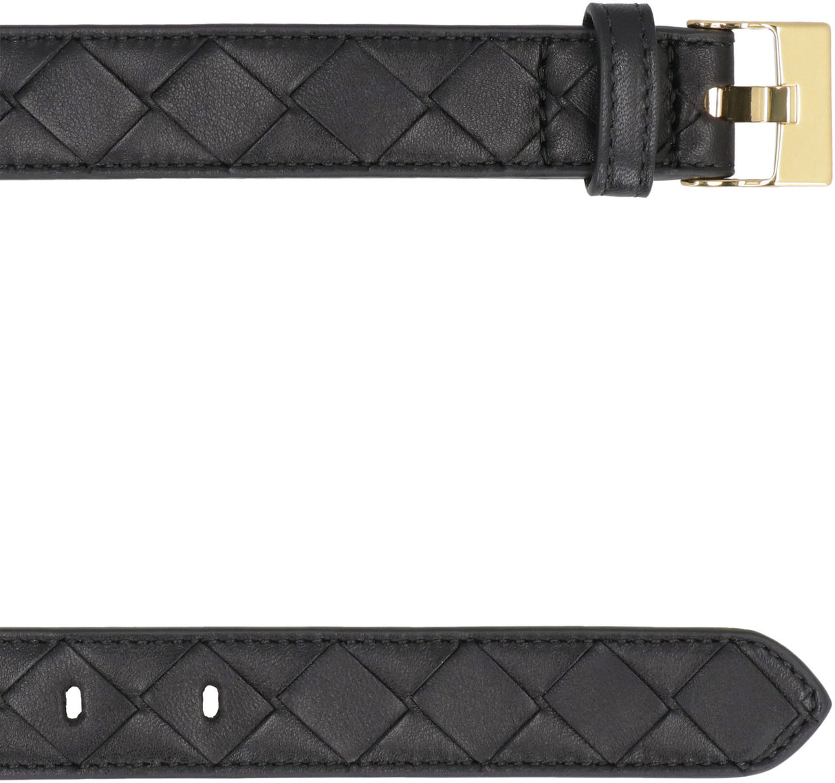 BOTTEGA VENETA Intreccio Leather Belt with Gold-Tone Buckle for Women