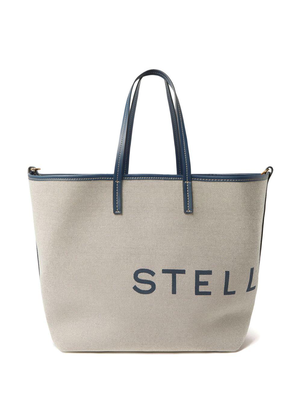 STELLA MCCARTNEY Organic Cotton-Blend Canvas Tote Handbag with Contrasting Logo