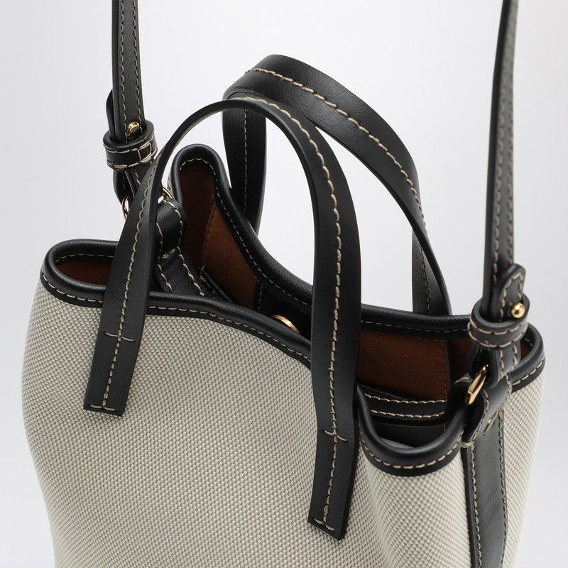 STELLA MCCARTNEY Ecru Cotton Blend Canvas Tote with Faux Leather Accents