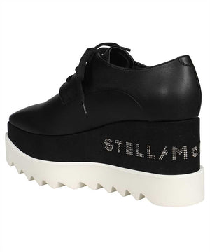 STELLA MCCARTNEY Faux Suede Lace-Ups with Micro Studs and Sustainable Wood Wedge