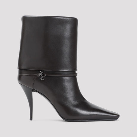 SAINT LAURENT Women's Vicky Bootie 90 - Elegant 9cm Leather Stiletto