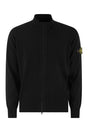 Men's Cotton Cardigan with Stone Island Badge and Front Zip Fastening